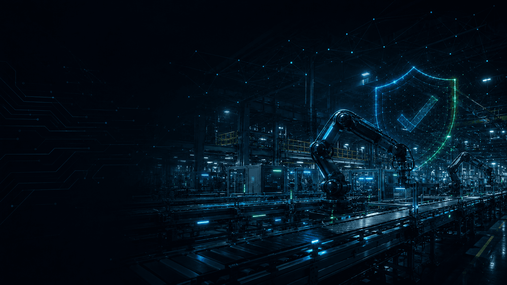 Manufacturing industrial facility with a security overlay