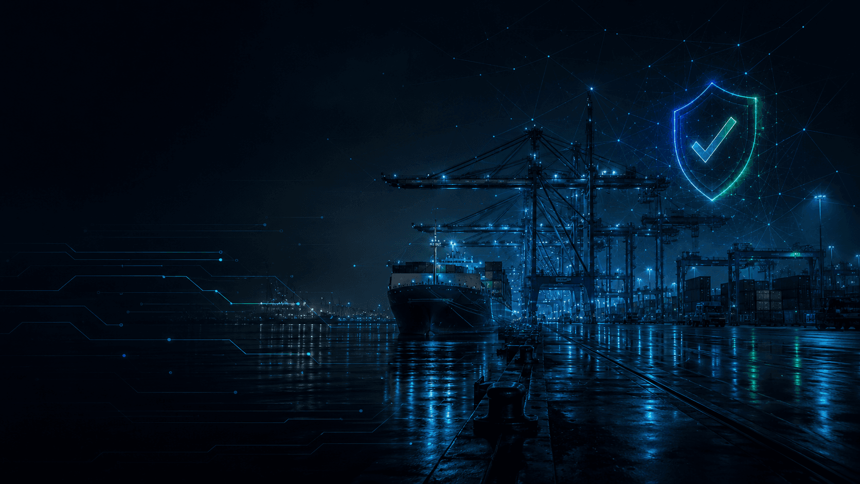 Ports & Logistics industrial facility with a security overlay